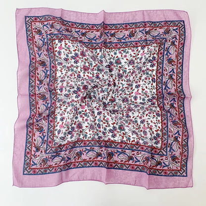 Babushka Bloom – 70cm Retro Floral Square Headscarf for Women