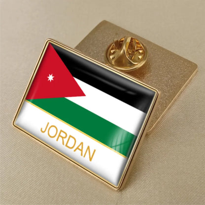 Jordan National Symbols Brooch Set – Map, Flag, Emblem & Flower Lapel Pins