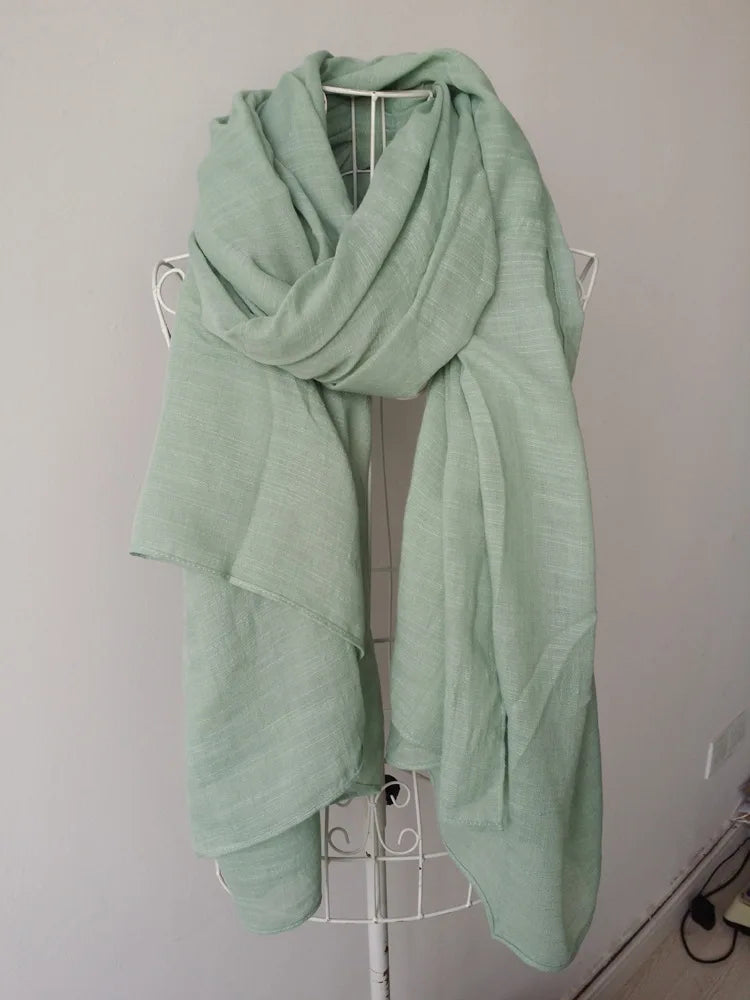 Autumn and Winter Cotton Blend Solid Scarfs For Ladies 75*190 Cotton Hijab Scarf