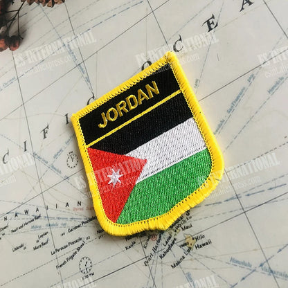 Jordan Flag Embroidery Patch Set – Shield & Square Badges for Backpack & Armband