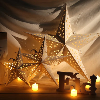 Eid Mubarak Hollow Star Hanging Pendant Ramadan Decoration For Home 2025 Islam Muslim Party Eid Al Adha Kareem Light Gifts