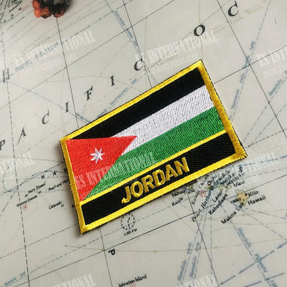 Jordan Flag Embroidery Patch Set – Shield & Square Badges for Backpack & Armband