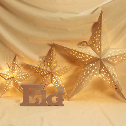 Eid Mubarak Hollow Star Hanging Pendant Ramadan Decoration For Home 2025 Islam Muslim Party Eid Al Adha Kareem Light Gifts