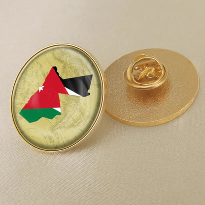 Jordan National Symbols Brooch Set – Map, Flag, Emblem & Flower Lapel Pins