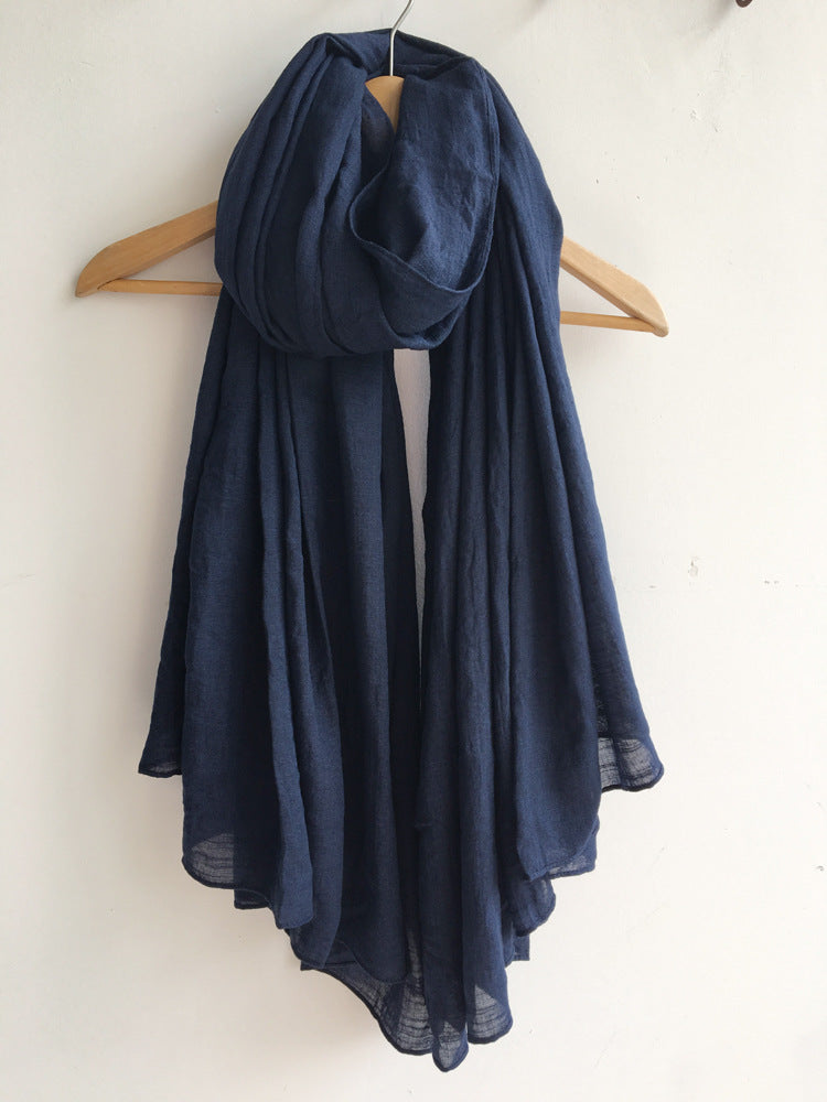 Autumn and Winter Cotton Blend Solid Scarfs For Ladies 75*190 Cotton Hijab Scarf