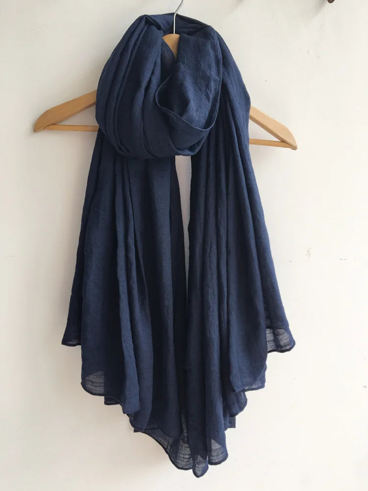 Autumn and Winter Cotton Blend Solid Scarfs For Ladies 75*190 Cotton Hijab Scarf