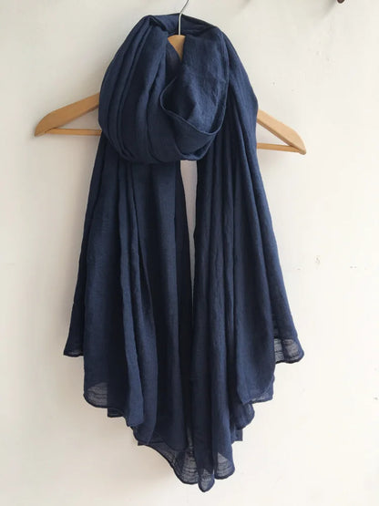 Autumn and Winter Cotton Blend Solid Scarfs For Ladies 75*190 Cotton Hijab Scarf
