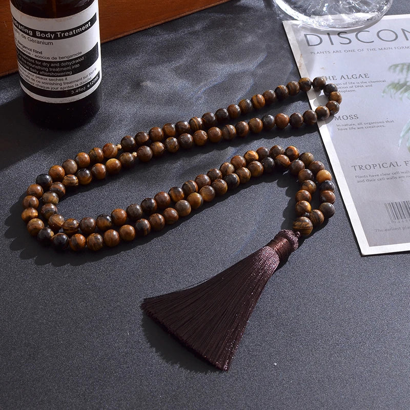 8mm Matte Amazonite,Yellow Tiger Eye,Black Onyx ,Islamic Muslim Tasbih 99 Bead Bracelet Men and Women Blessing Rosary Jewelry