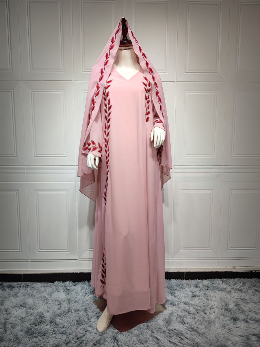The Eid Set – 2-Piece Embroidered Abaya with Scarf for the Muslim Woman