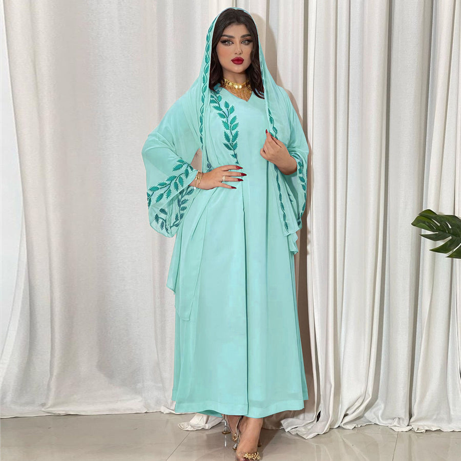 The Eid Set – 2-Piece Embroidered Abaya with Scarf for the Muslim Woman