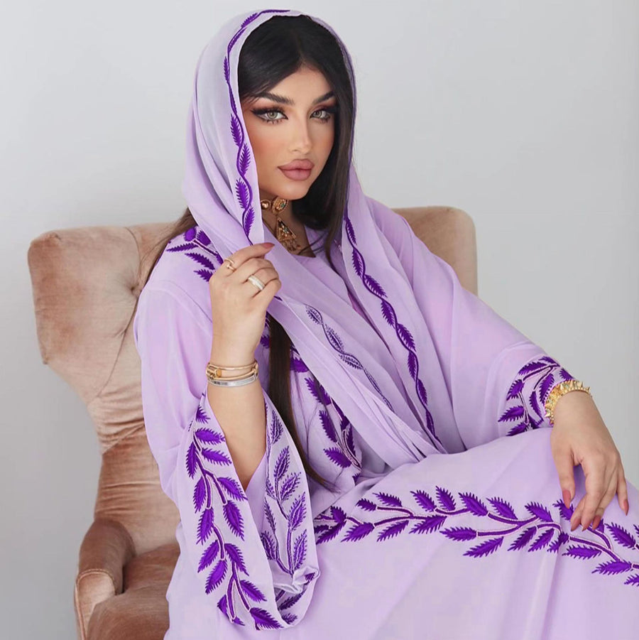 The Eid Set – 2-Piece Embroidered Abaya with Scarf for the Muslim Woman