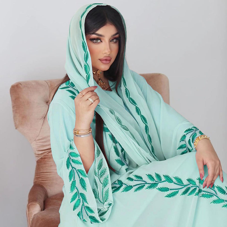 The Eid Set – 2-Piece Embroidered Abaya with Scarf for the Muslim Woman