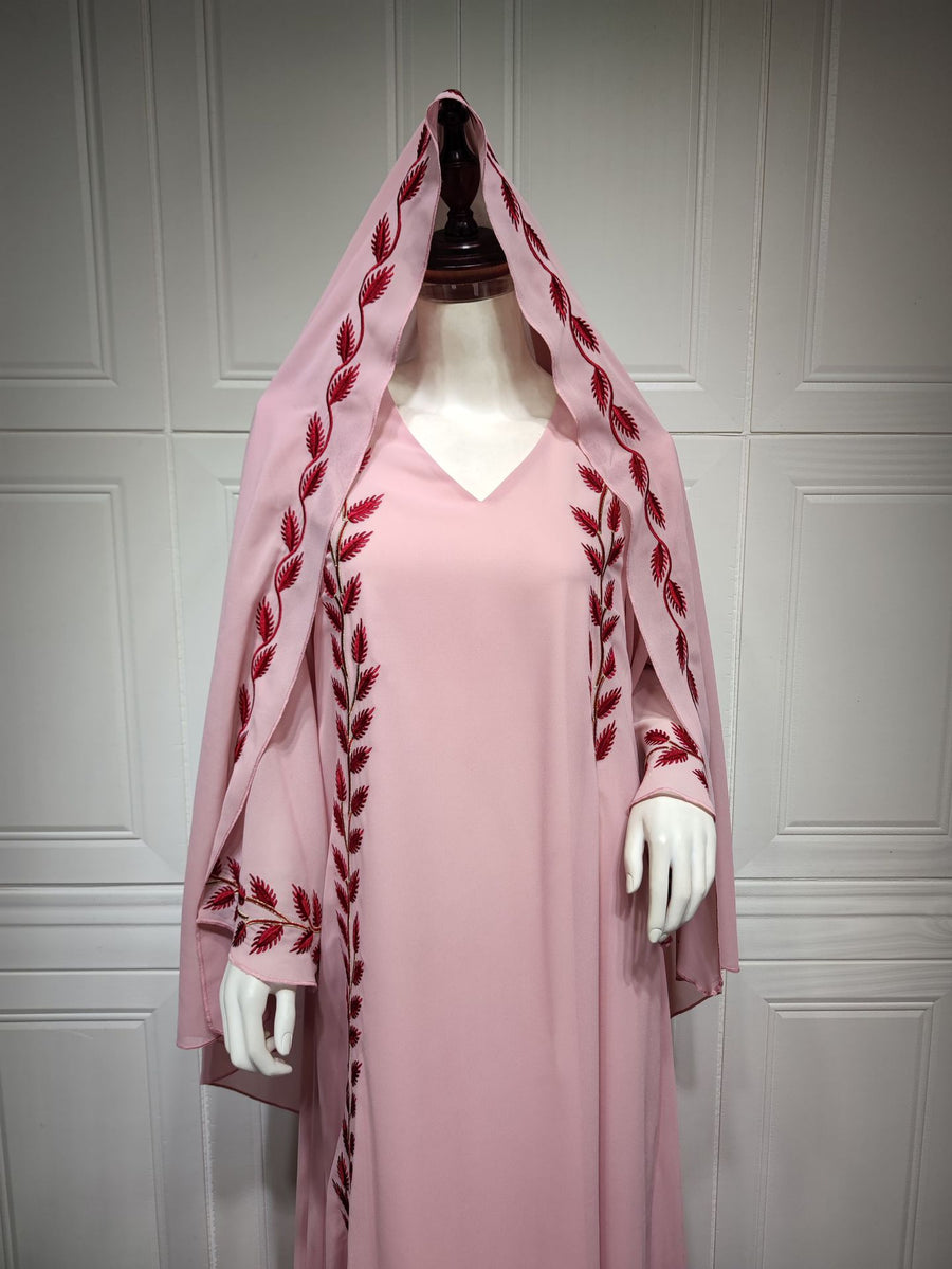 The Eid Set – 2-Piece Embroidered Abaya with Scarf for the Muslim Woman