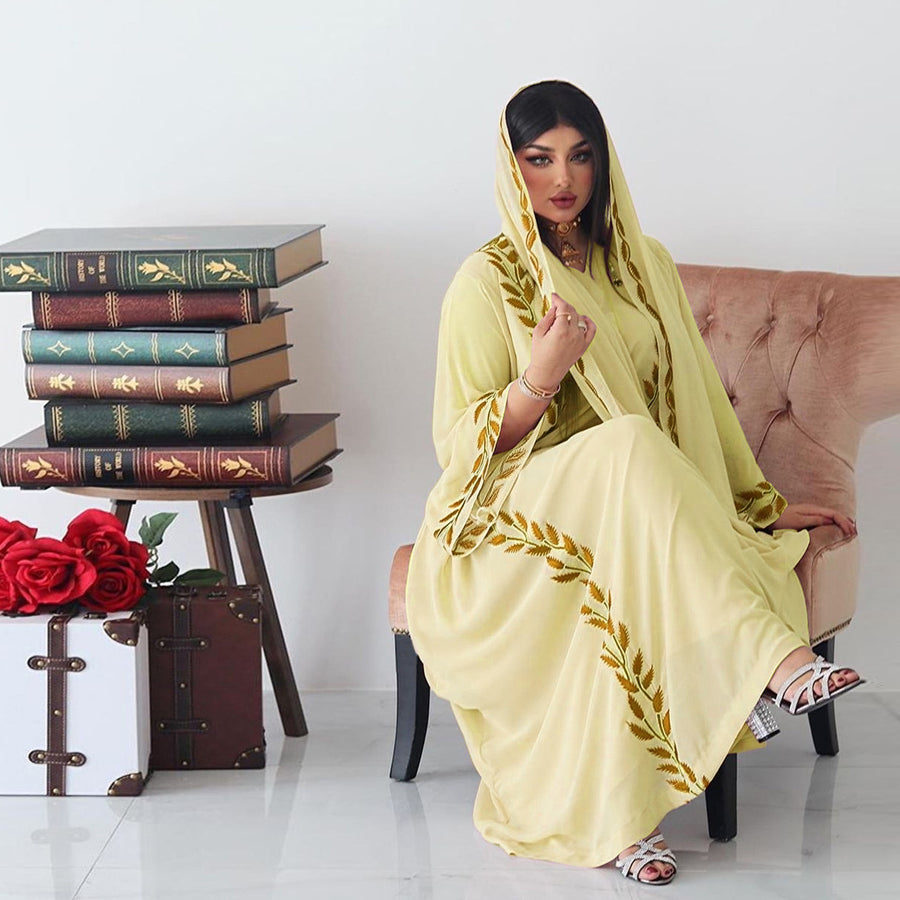 The Eid Set – 2-Piece Embroidered Abaya with Scarf for the Muslim Woman