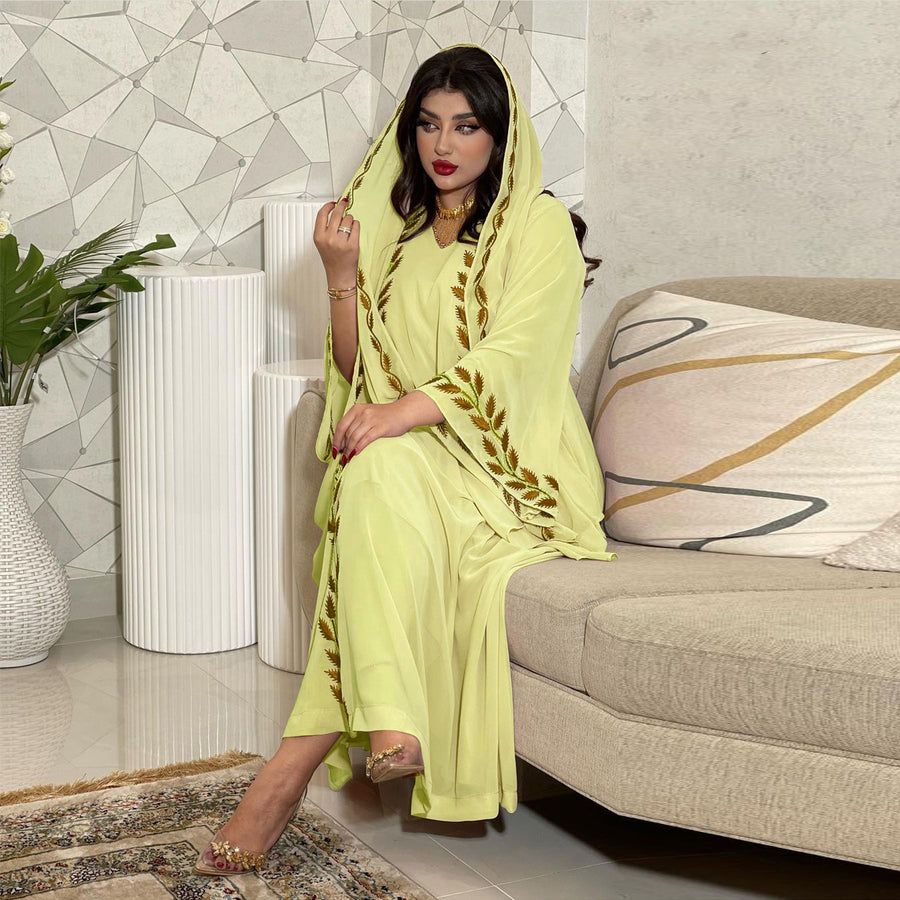 The Eid Set – 2-Piece Embroidered Abaya with Scarf for the Muslim Woman