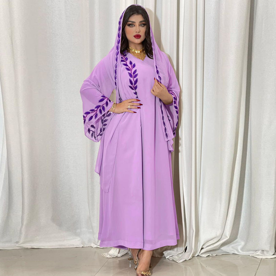 The Eid Set – 2-Piece Embroidered Abaya with Scarf for the Muslim Woman