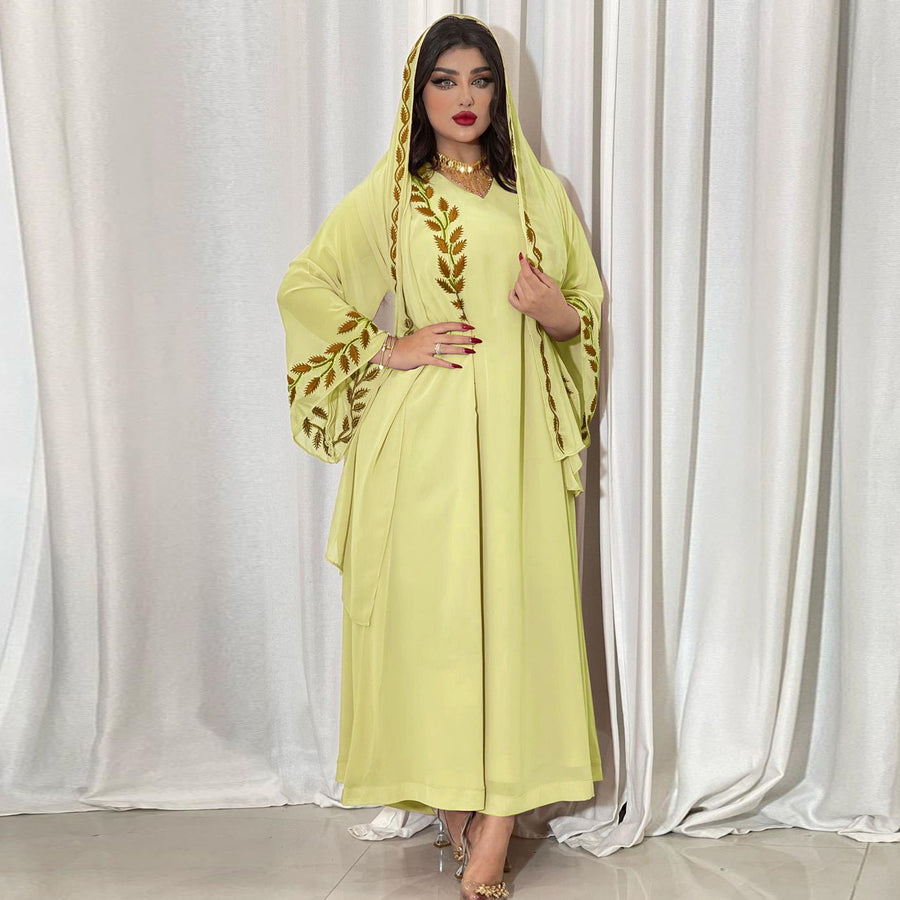 The Eid Set – 2-Piece Embroidered Abaya with Scarf for the Muslim Woman