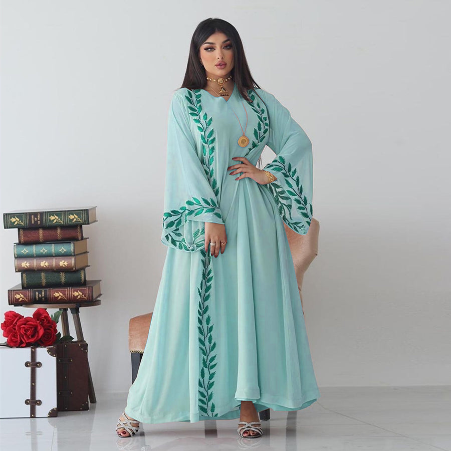 The Eid Set – 2-Piece Embroidered Abaya with Scarf for the Muslim Woman