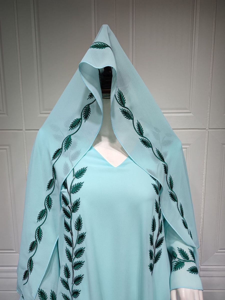 The Eid Set – 2-Piece Embroidered Abaya with Scarf for the Muslim Woman