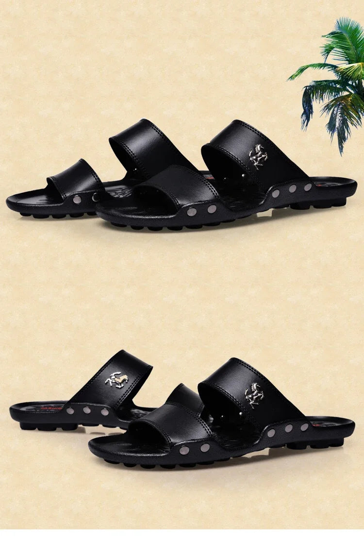 Casual Famous Brand Men Sandals outdoor Shoes Breathable Slippers Summer Flip Flops Beach Men Shoes Leather Sandalias Zapatos Ho