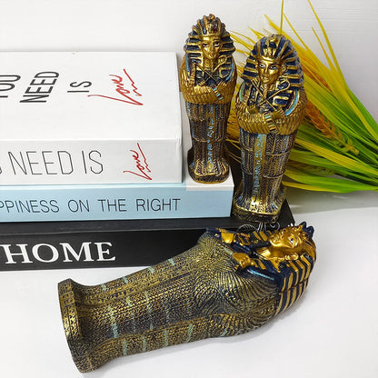 Tutankhamun Coffin & Mummy Ornament – Egyptian Pharaoh Handicraft Decor