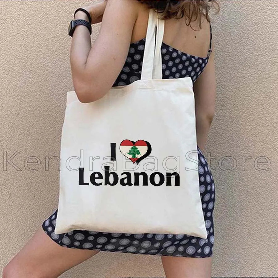 Ya Beirut – Lebanon Flag Heart Canvas Shoulder Tote
