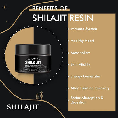Original Siberian Pure Shilajit with Fulvic Acid & Trace Minerals & 85+ Humic Acid Supplement Gel for Energy & Immune System