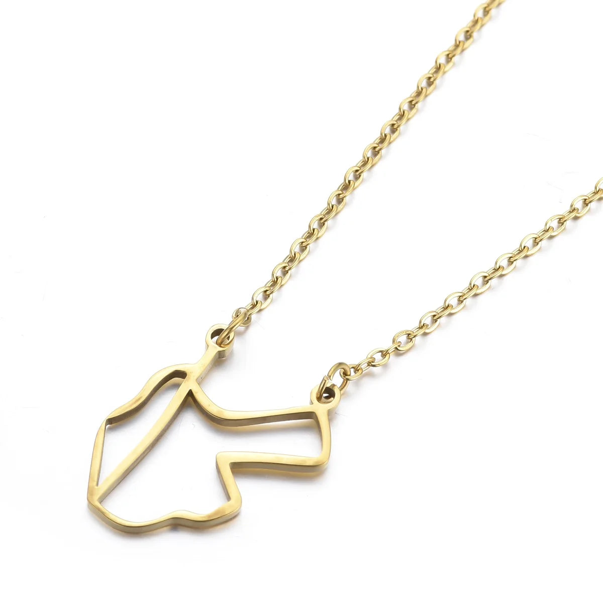 Jordan Map Outline Pendant – Gold-Tone Country Necklace for Men & Women