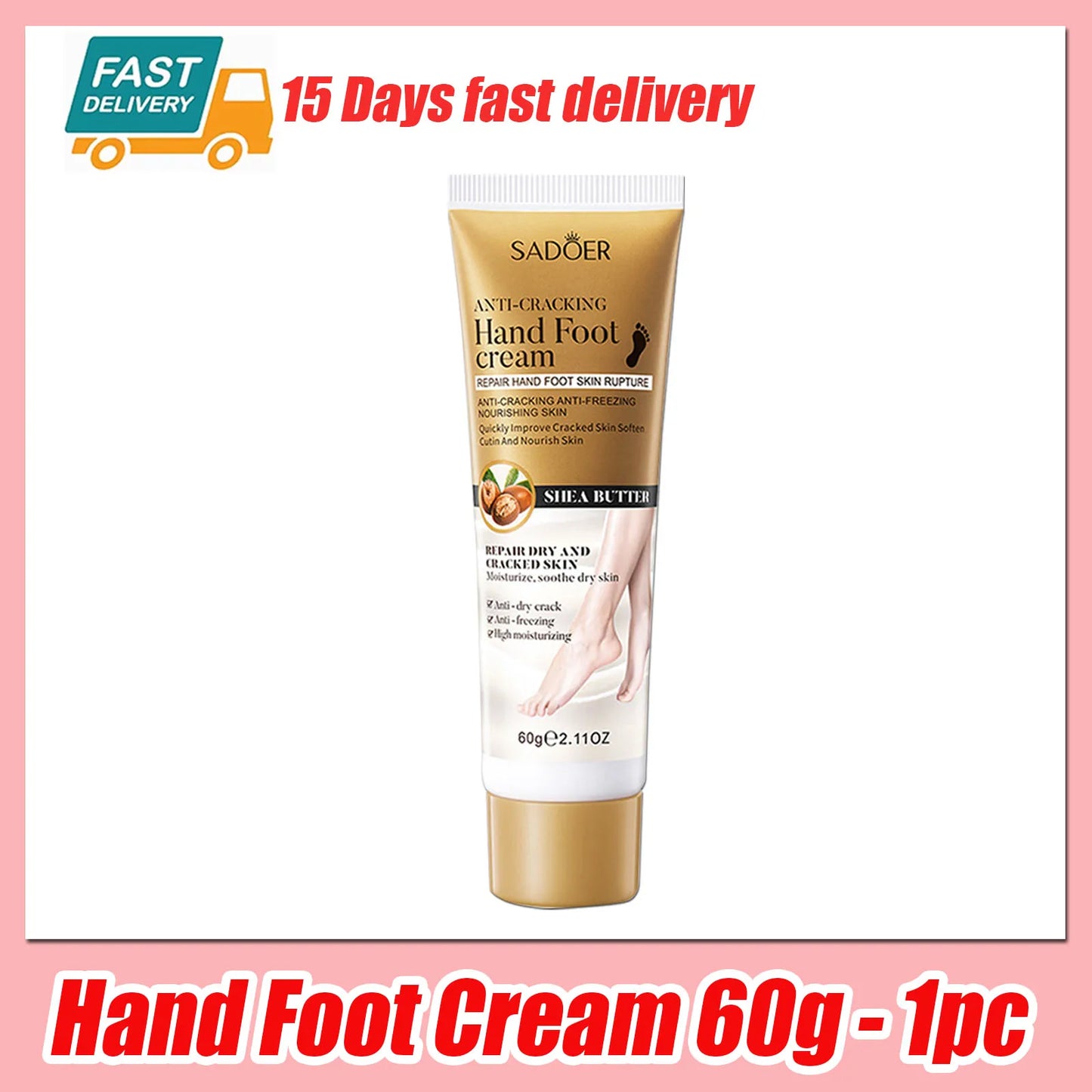 SADOER Shea Butter Foot Cream Moisturizing Anti Wrinkles Anti-Drying Heel Repair Removal Dead Skin Hands and Feet Skin Care