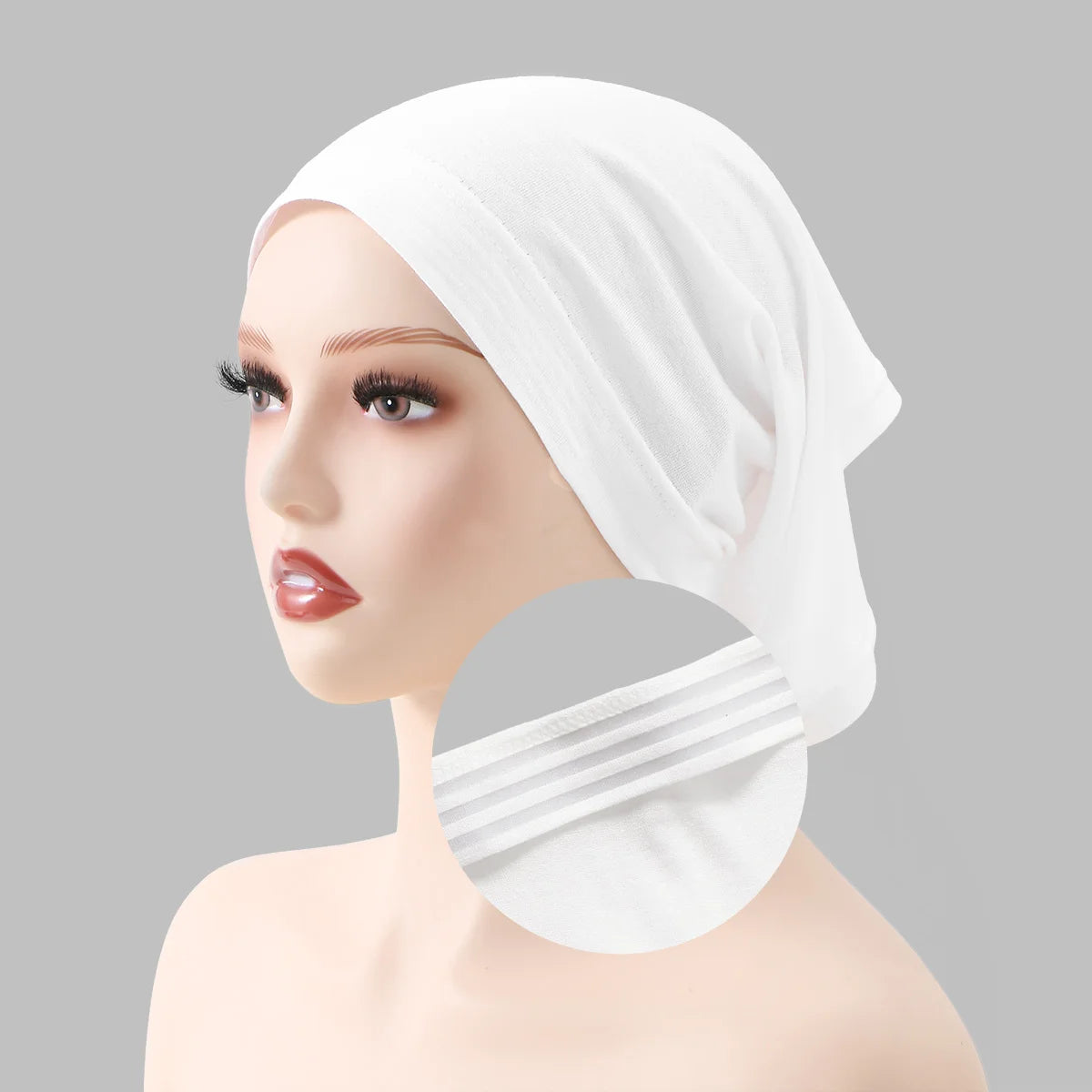 New Muslim Women Non-Slip Hijab Caps Undercap Solid Color Elastic Band Beanie Hat Adjustable Bonnet Hat Inner Cap Bandana Turban