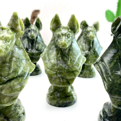 1PC Xiuyan Anubis Carved Ornaments,Stone Collection,Excellent gifts,Halloween,Easter,Halloween Decorative gifts,Home Decorations