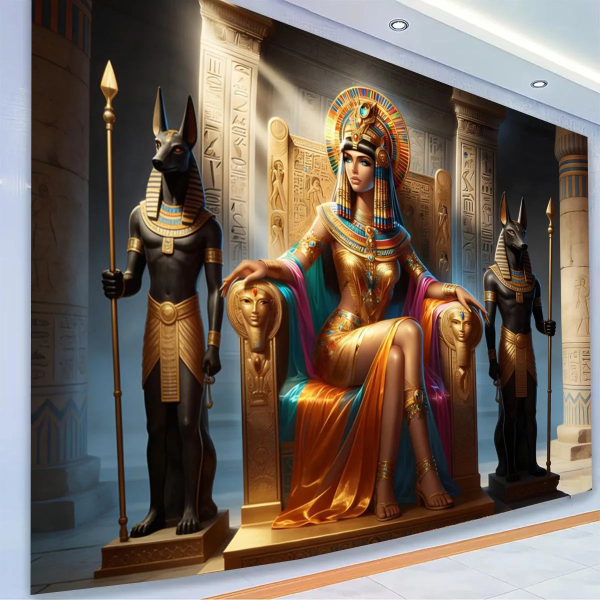 Ancient Egyptian Goddess Tapestry – Pharaoh & Anubis Wall Hanging for Heritage Decor