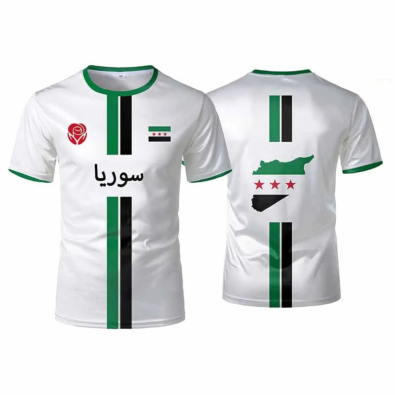 Syria Football Sports T-shirts Men 3d Printed Syrian Graphic Flag Short Sleeves Street Oversized Tees Tops Soccer T-shirts