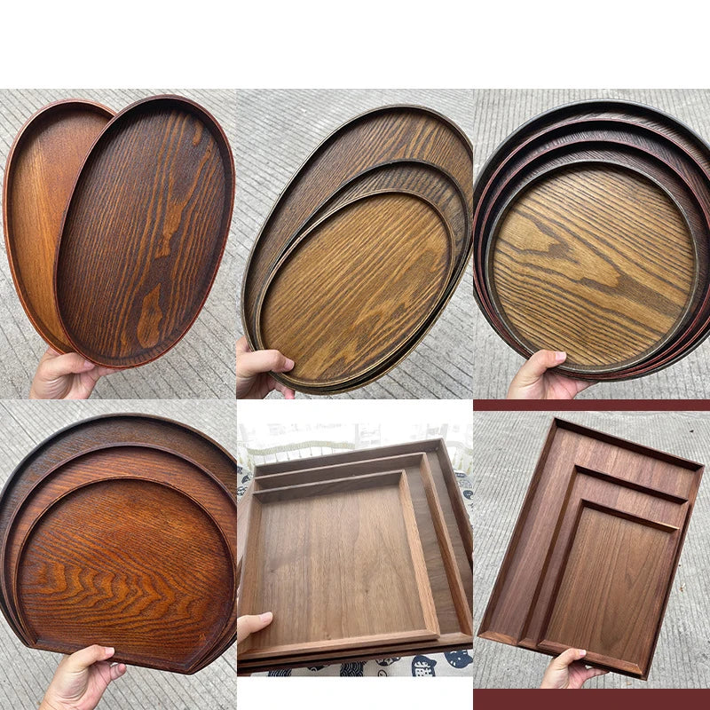 Oval Serving Trays Tableware Dessert Tea Saucer Coasters Coffee Coasters Wooden Plate Storage Food Display Home Hotel Decor