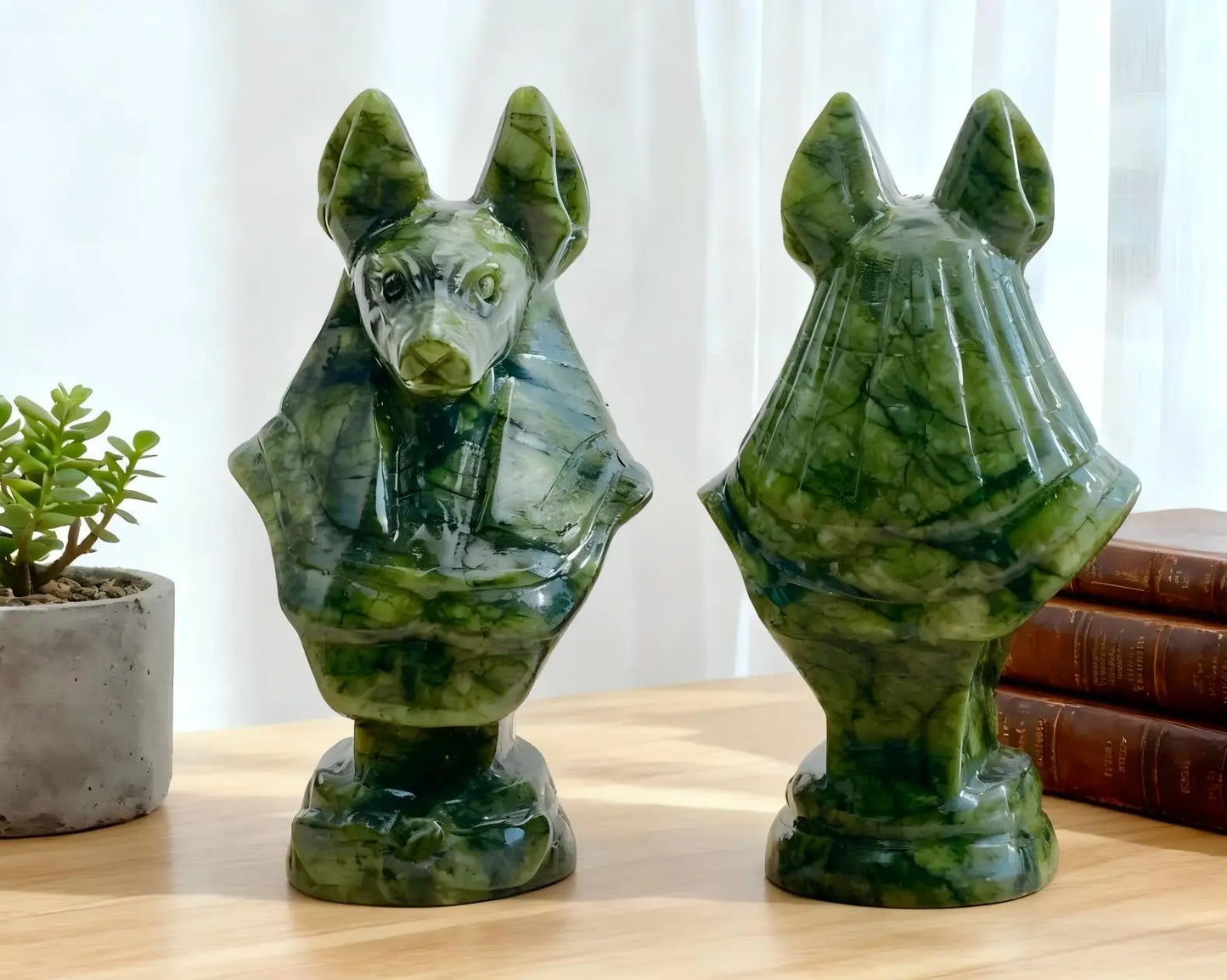 1PC Xiuyan Anubis Carved Ornaments,Stone Collection,Excellent gifts,Halloween,Easter,Halloween Decorative gifts,Home Decorations