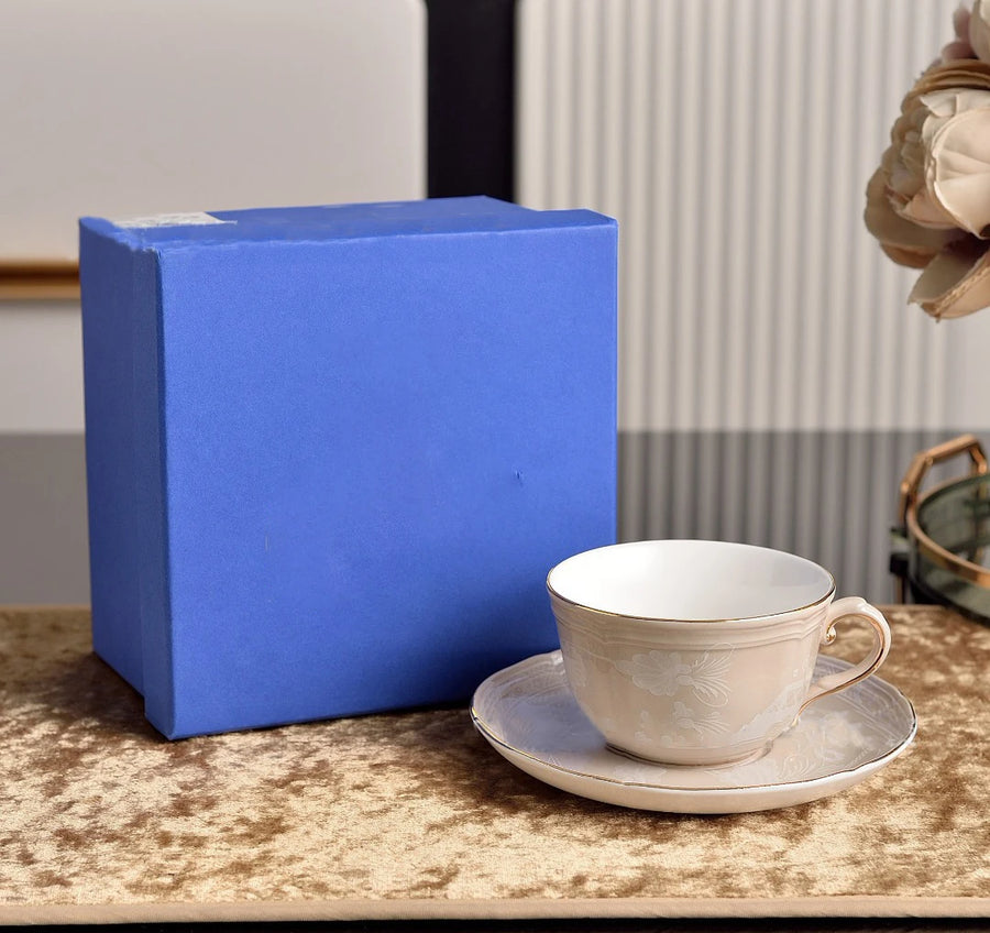 Oriental Bloom – High-End Ceramic Coffee Cup Set with Gift Box