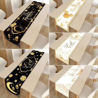 EID Mubarak Decoration Table Runner Ramadan Decor 2024 For Home Tablecloth Ramadan Kareem Islamic Muslim Party Eid Al-Fitr Gifts