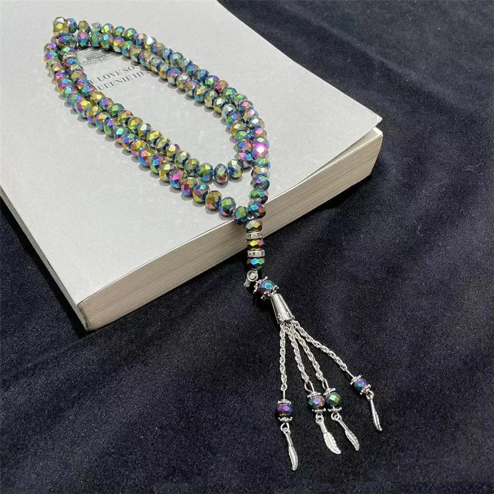 Islamic Tasbih Muslim Rosary Beads Glass 99 Prayer Rosary For Men Bracelet Natural Stone Handmade Turkey Ramadan Chains Pendant