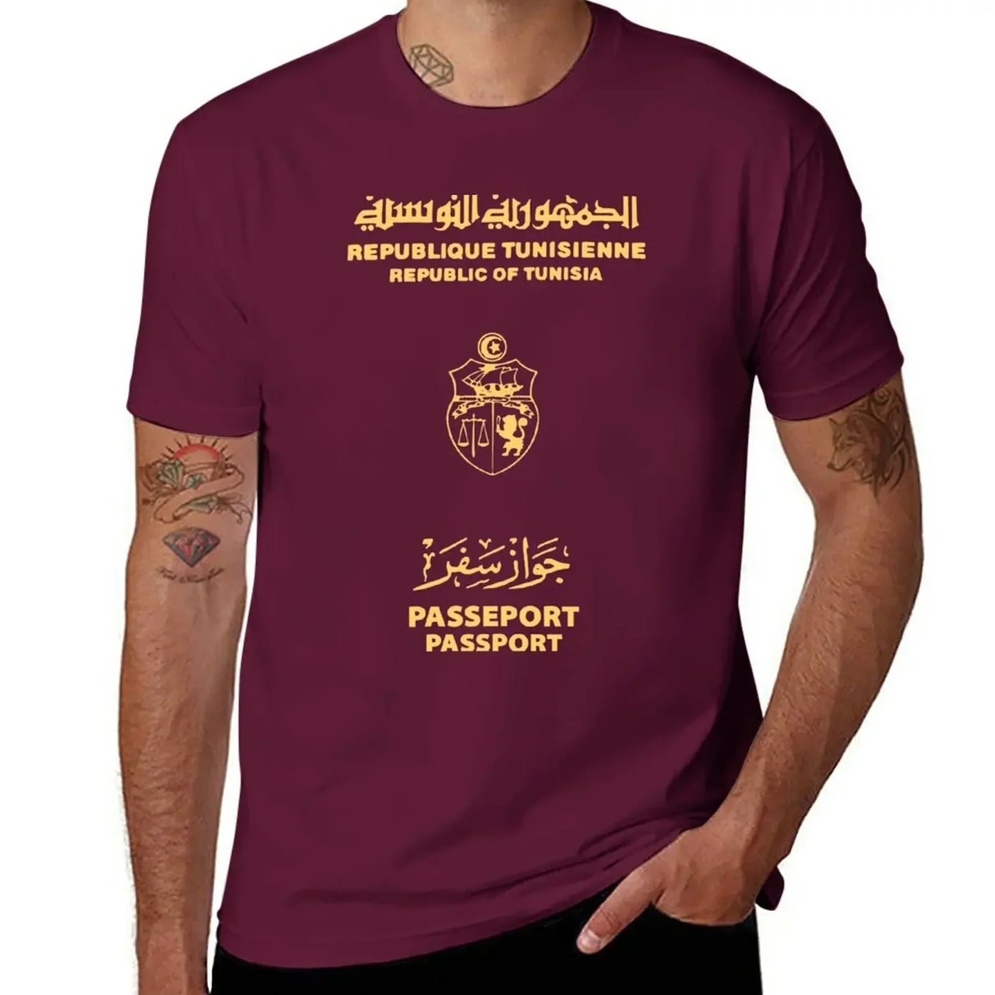 Tunisia Tunisian passport T-Shirt Short sleeve tee boys animal print T-shirt men mens designer clothes new in tops & tees manga