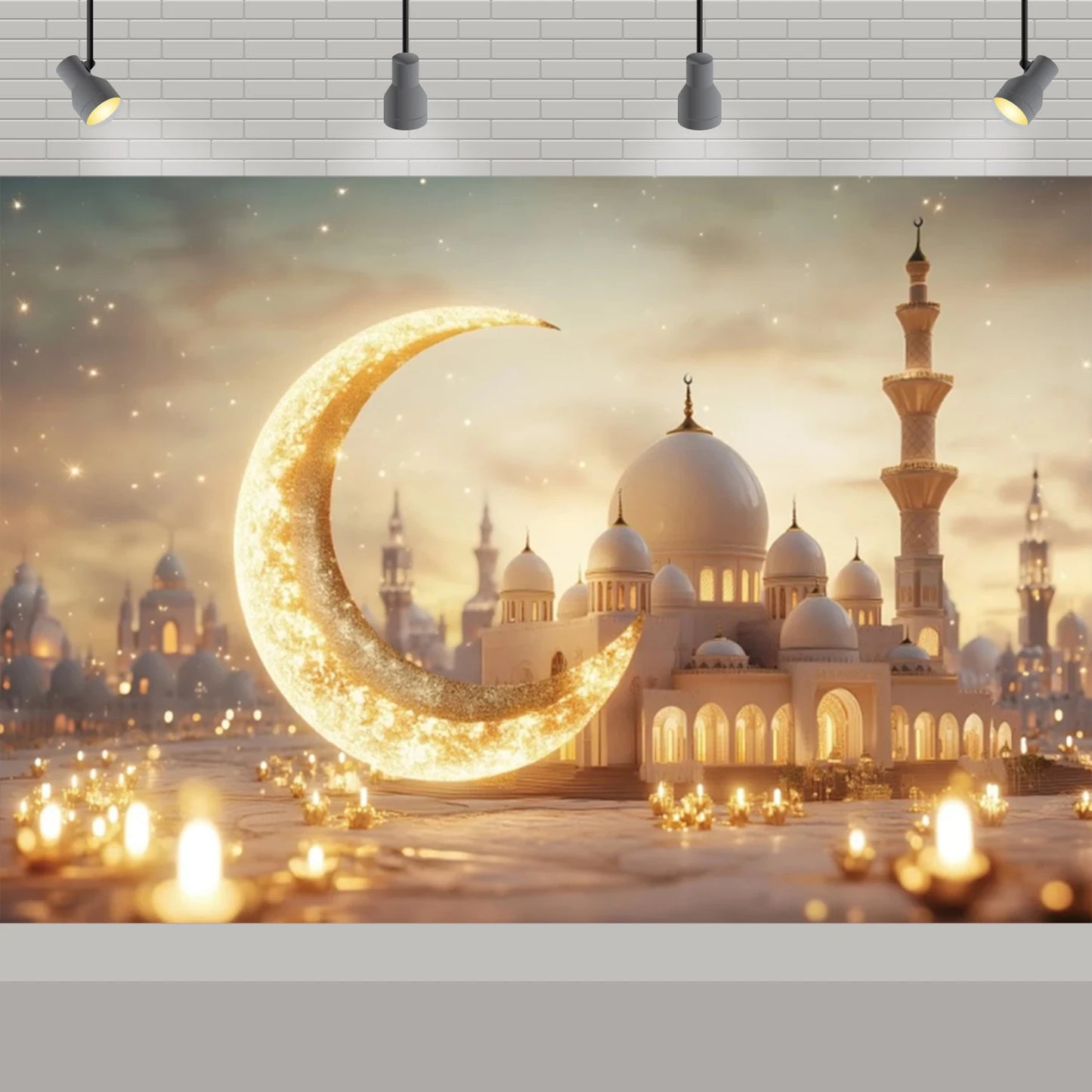 Arabic Aladdin Muslim Gold Mosque Background Fabric Princess Birthday Party Gift Photography Prop Decoration Banner Girl Poster