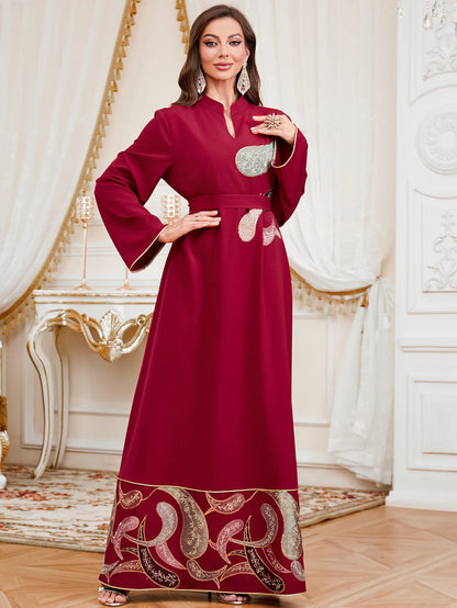 Elegant Eid Muslim Evening Party Jalabiya Marocain Dress Ramadan Arabic Embroidery Abaya Islamic Turkish Moroccan Kaftan Gown