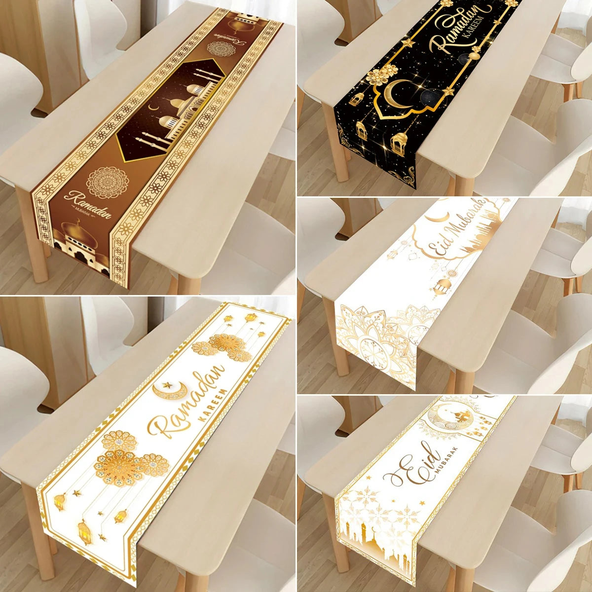 EID Mubarak Decoration Table Runner Ramadan Decor 2024 For Home Tablecloth Ramadan Kareem Islamic Muslim Party Eid Al-Fitr Gifts