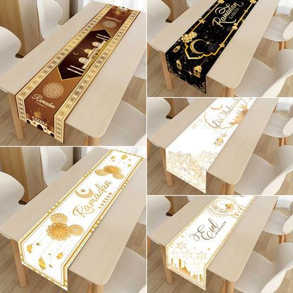 EID Mubarak Decoration Table Runner Ramadan Decor 2024 For Home Tablecloth Ramadan Kareem Islamic Muslim Party Eid Al-Fitr Gifts