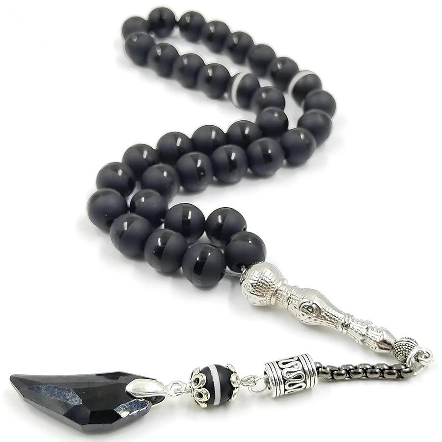Crystal Tasbih and agates tassel Popular style Black Crystal Muslim prayer beads 33 66 99Misbaha beads Islam Rosary Islamic gift