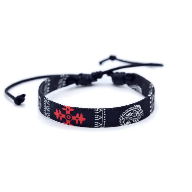 Arabic Scarf Woven Bracelet – Handmade Ethnic Ribbon Jewelry for Men & Women