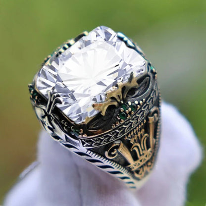 Turkish Men's Ring Vintage Black Zircon Fashion Punk Wind Islamic Religious Muslim Jewelry