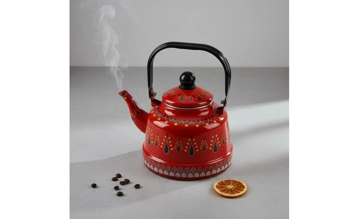 Enamel Kettle for Boil Water Round Teapot Easy to Clean Vintage Water Kettle Anti-Scald Water Kettle for Stovetop Kitchen Home