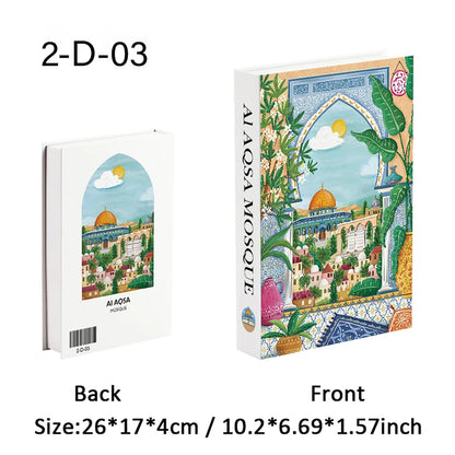 Islamic Kaaba Eid Mosque Luxury Decorative Books Storage Box Fake Book Interior Decoration Coffee Table Ornament Bedroom Decor