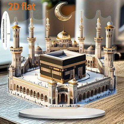 1Pcs Acrylic Mosque Model Desktop Decoration for Eid Al Fitr and Ramadan Home Decoration Desktop Party Decoration Supplies
