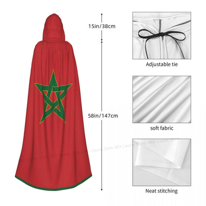 Adult Vampire Cape Hooded Robe Halloween Morocco Cloak Full Length Cosplay